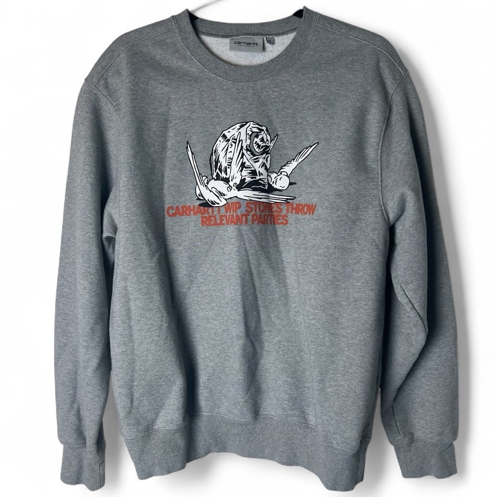 Carhartt WIP x Stones Throw Records Relevant Parties Gray Sweatshirt Unisex Sz S